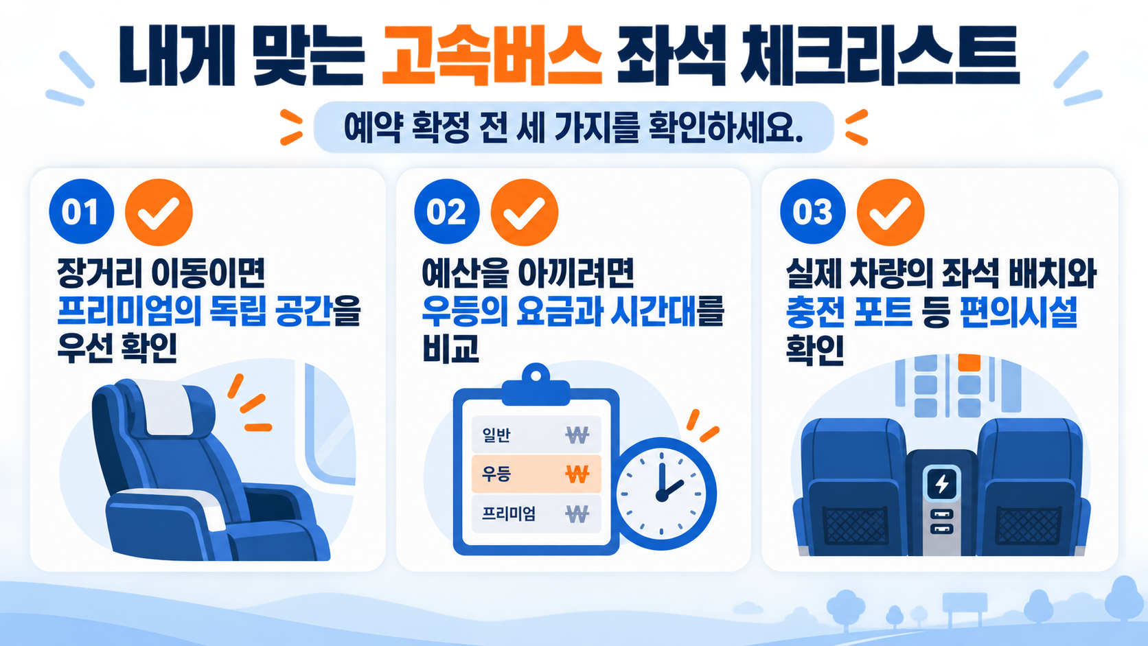 고속버스 예약 전 확인할 체크리스트 정보 카드