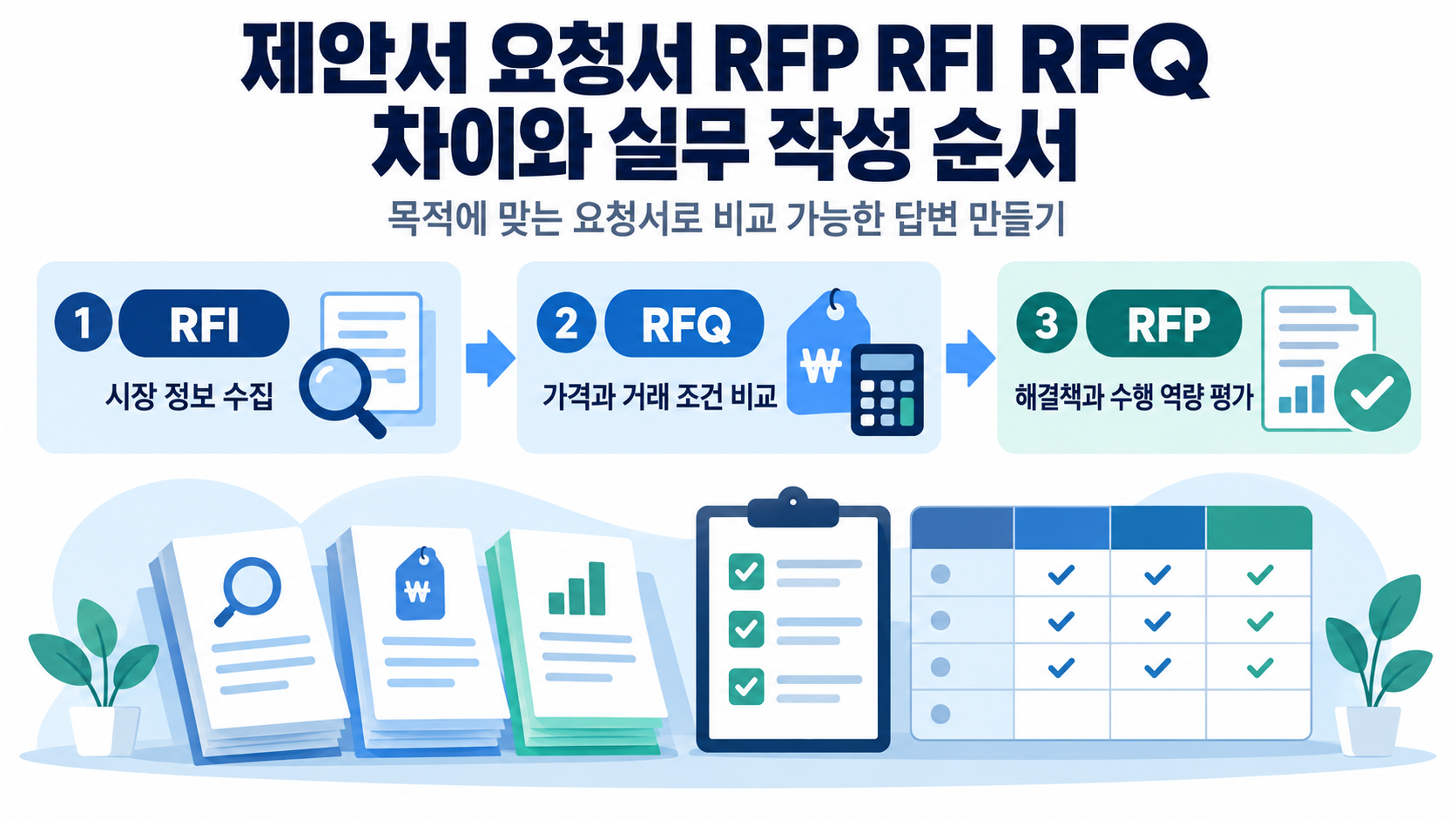 RFP RFI RFQ 차이를 비교한 제안 요청 실무 정보카드