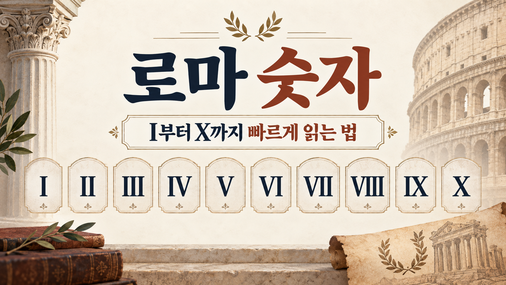 로마 숫자 I부터 X까지를 정리한 정보카드