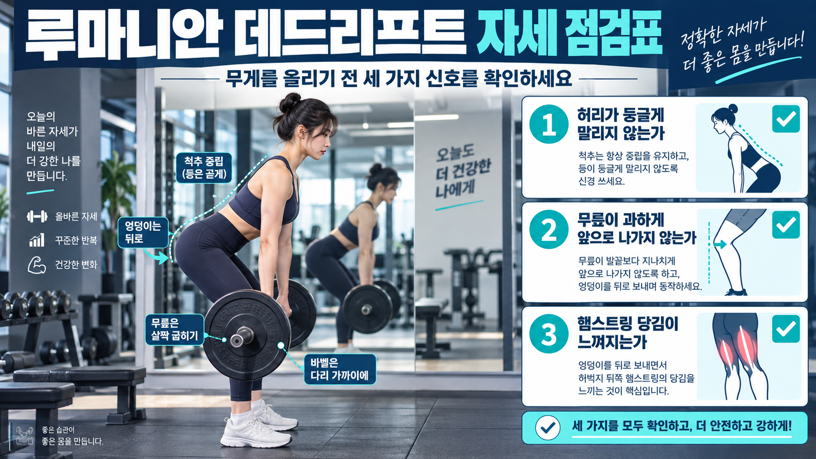 루마니안 데드리프트 실수 점검 체크리스트 정보카드