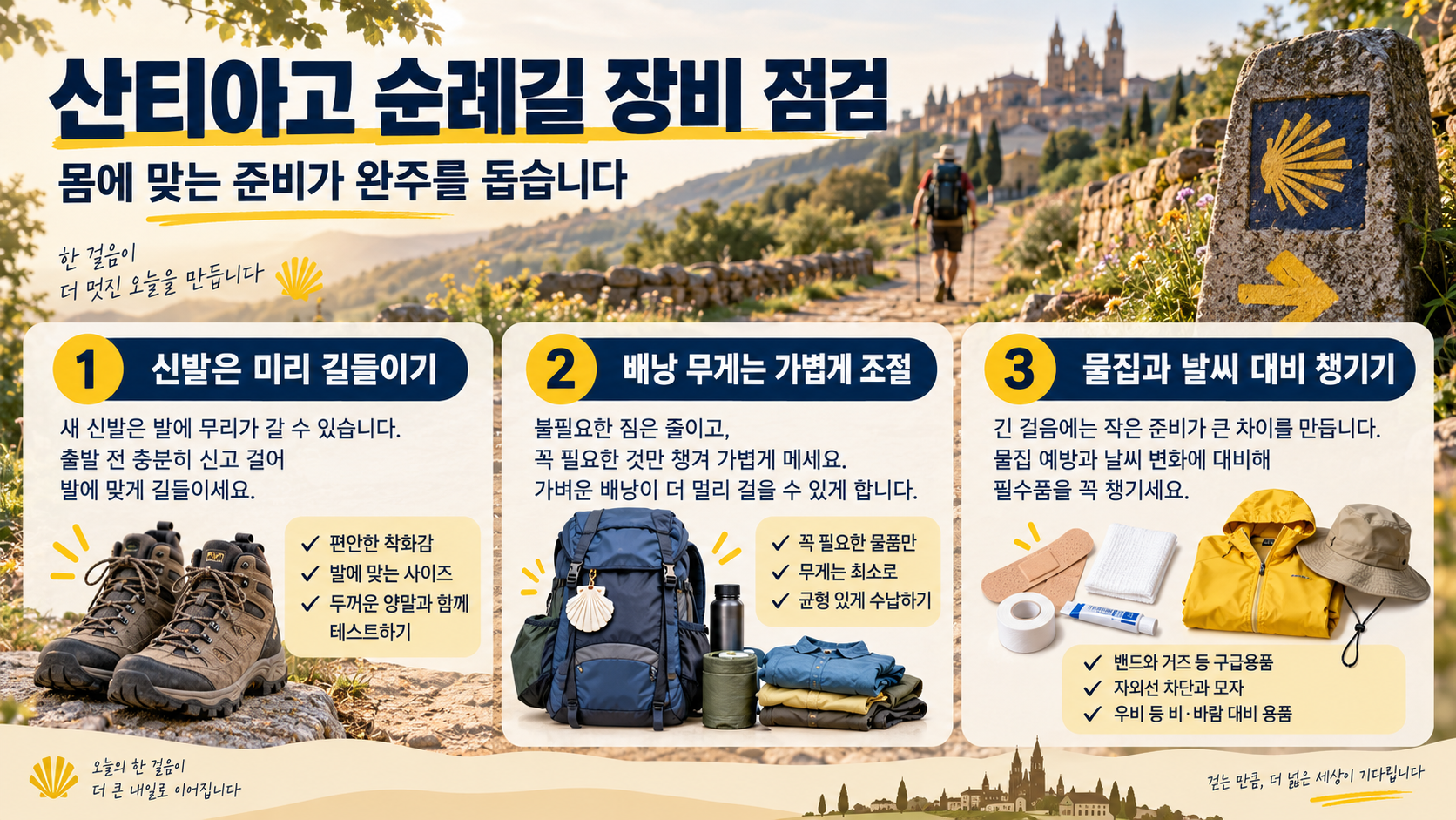산티아고 순례길에서 지킬 숙소와 안전 체크리스트 정보카드