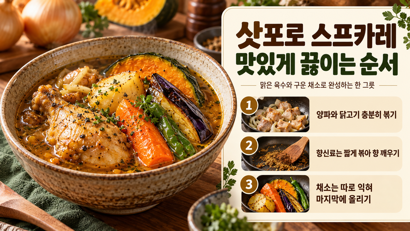 삿포로 스프카레 조리 핵심을 정리한 정보 카드