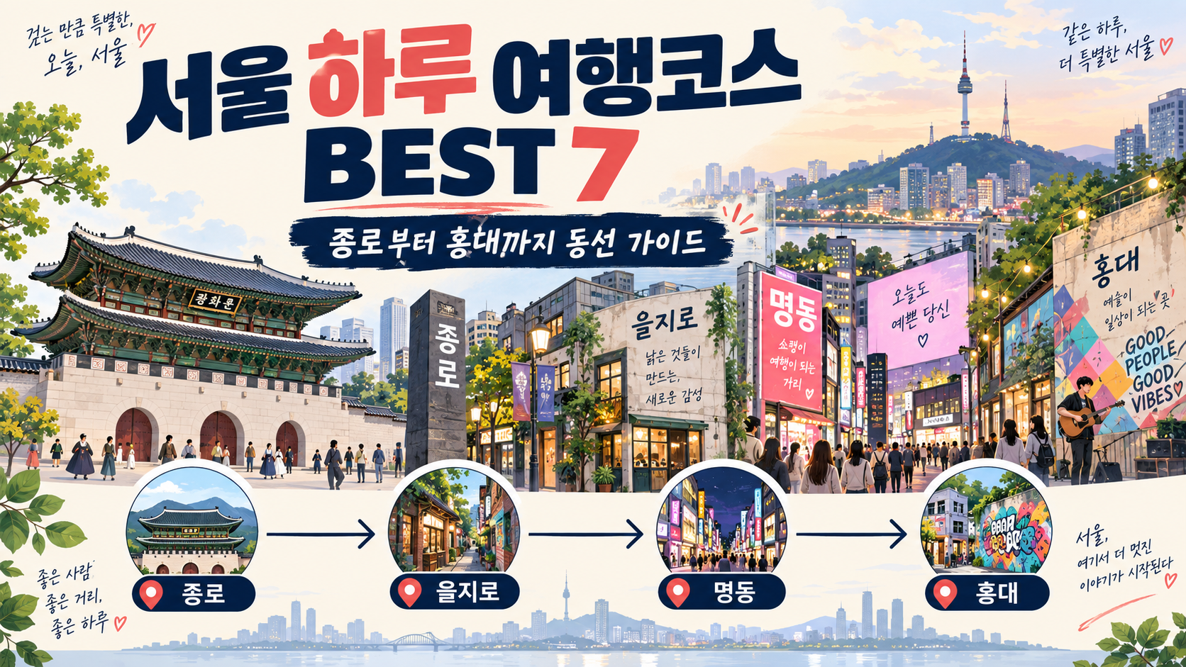 종로의 궁궐 지붕에서 홍대 거리까지 이어지는 서울 하루 여행코스 BEST 7 한국형 정보카드