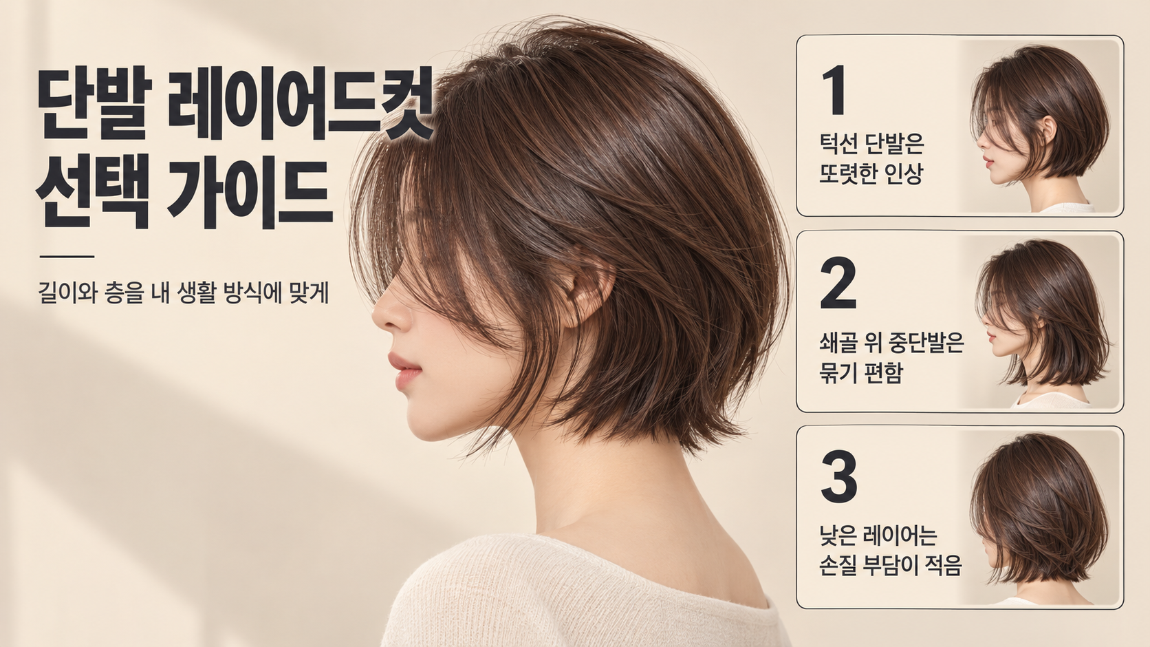 단발 레이어드컷 길이와 층 선택을 정리한 정보카드