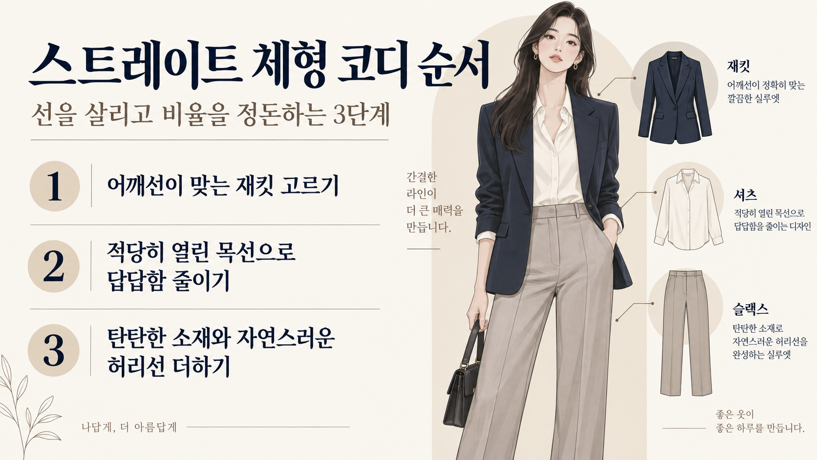 스트레이트 체형 상의와 하의 선택 순서 정보카드
