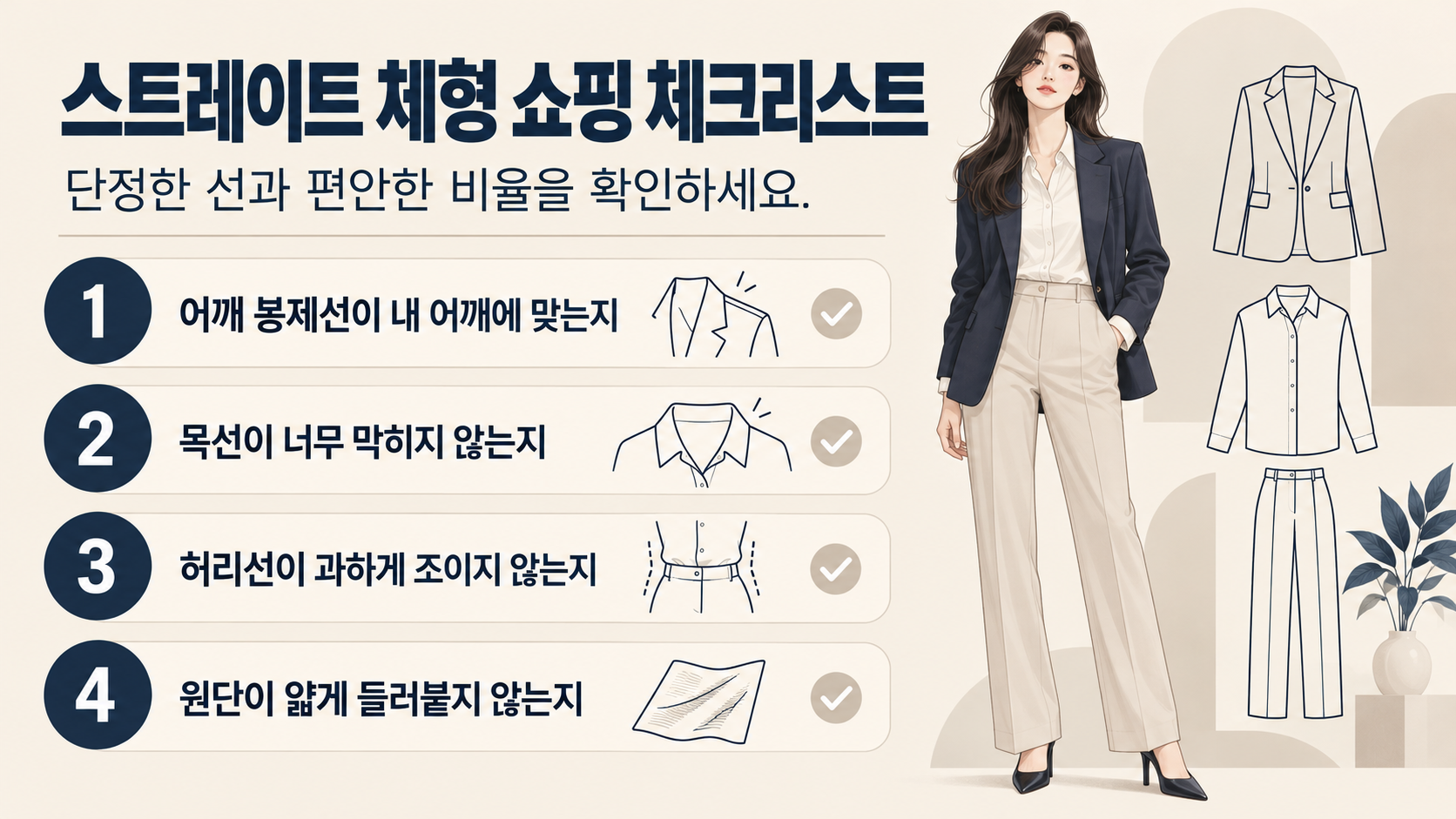 스트레이트 체형 쇼핑 전 점검표 정보카드