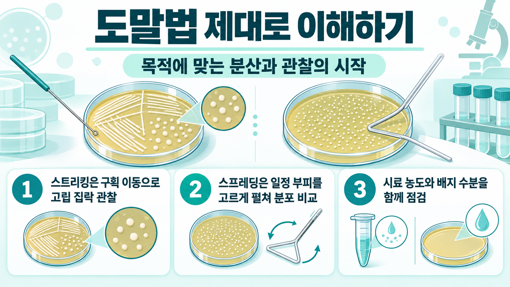 스트리킹과 스프레딩 도말법의 차이를 정리한 정보카드
