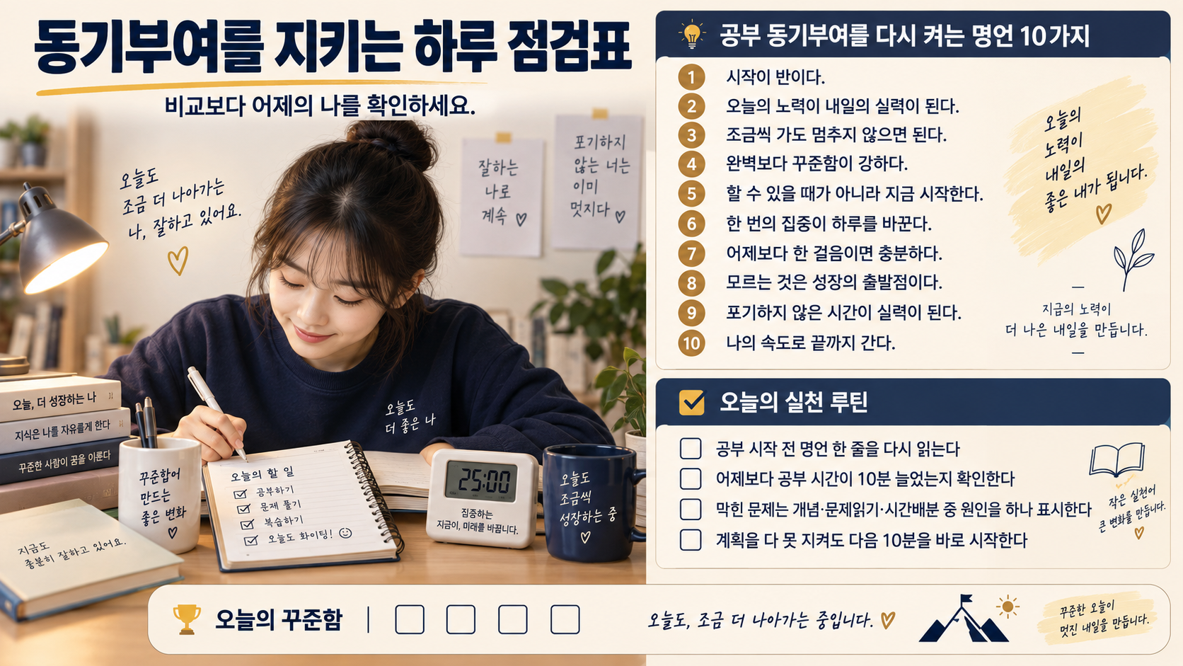 공부가 흔들릴 때 점검할 집중 루틴 체크리스트 정보카드