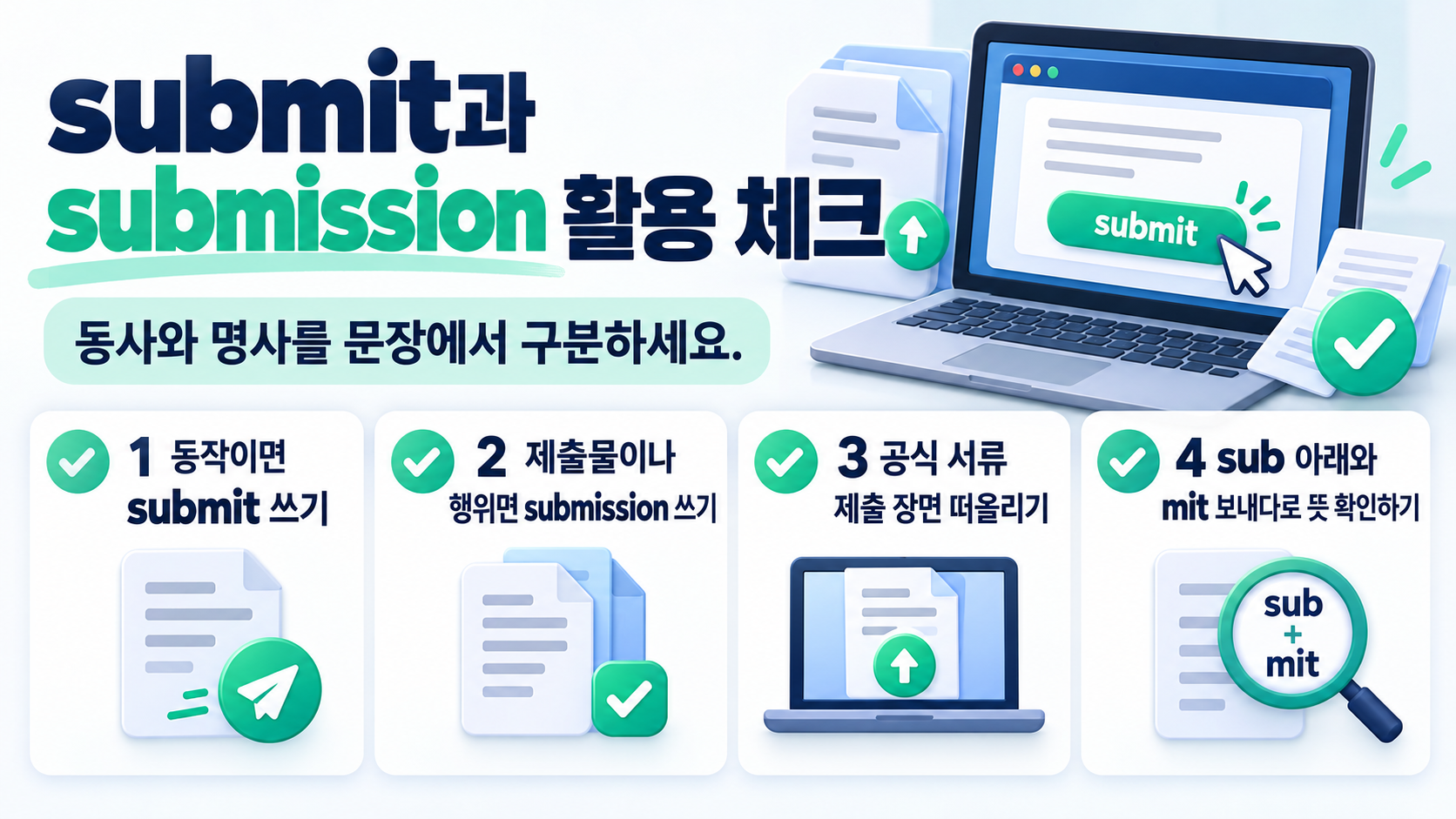 submit과 submission 활용 점검 체크리스트 정보카드