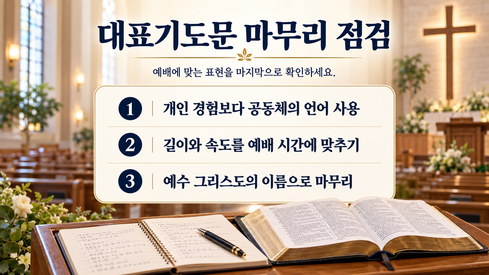 대표기도문 표현과 점검 항목을 정리한 정보카드