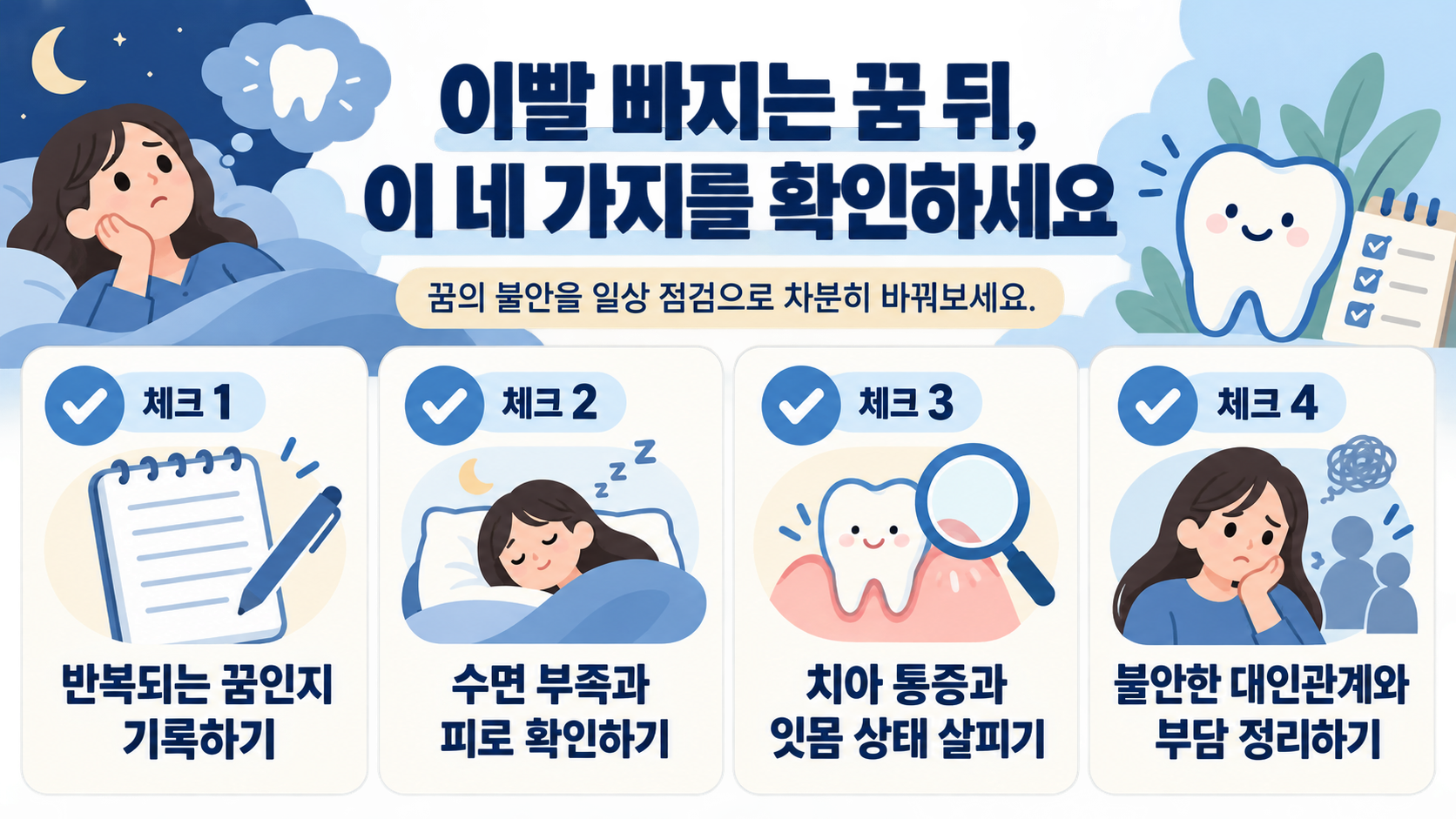꿈 뒤 불안을 줄이는 체크리스트 정보카드