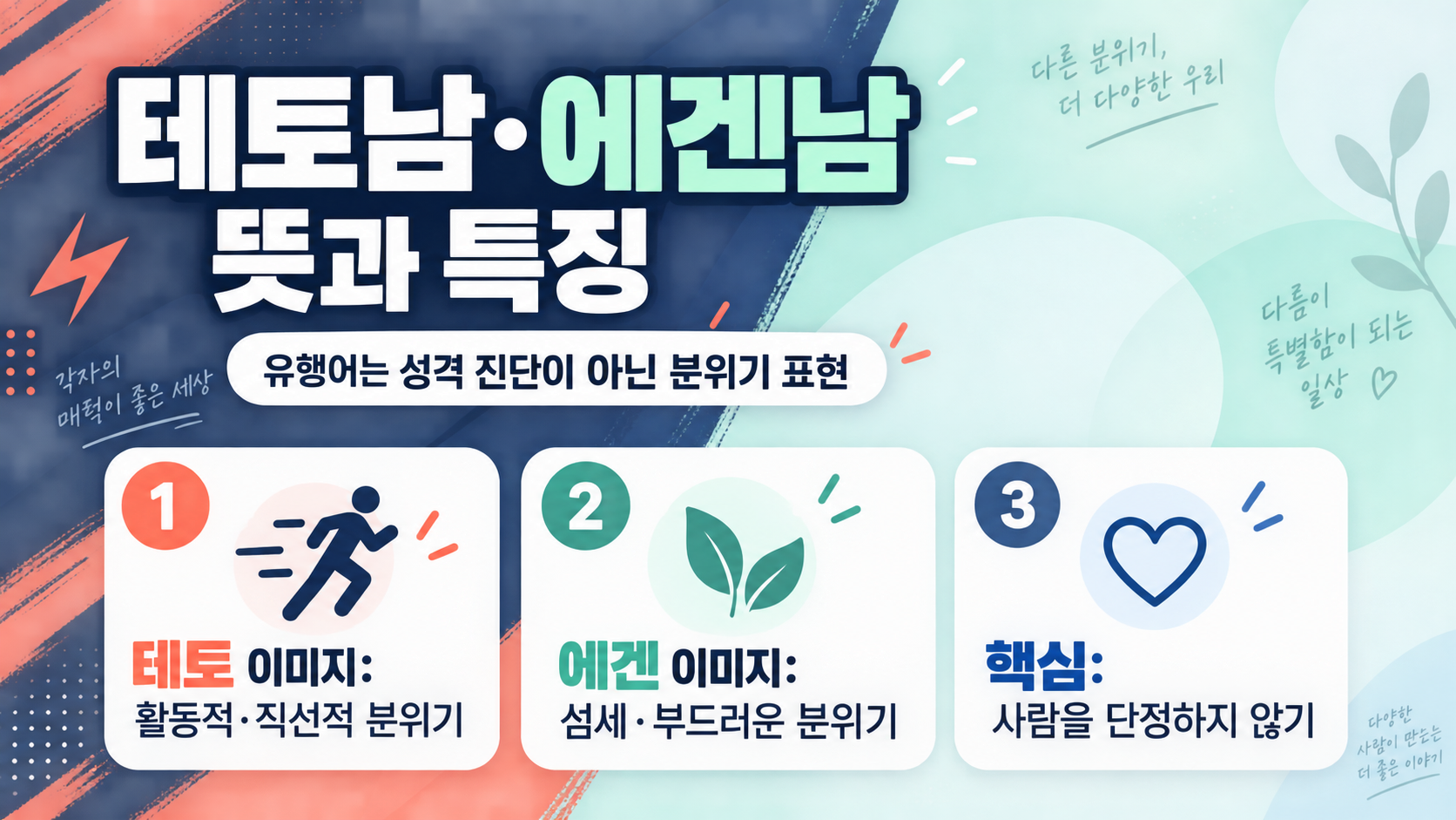 테토남과 에겐남 유행어의 뜻과 사용 주의점을 정리한 한국어 정보카드