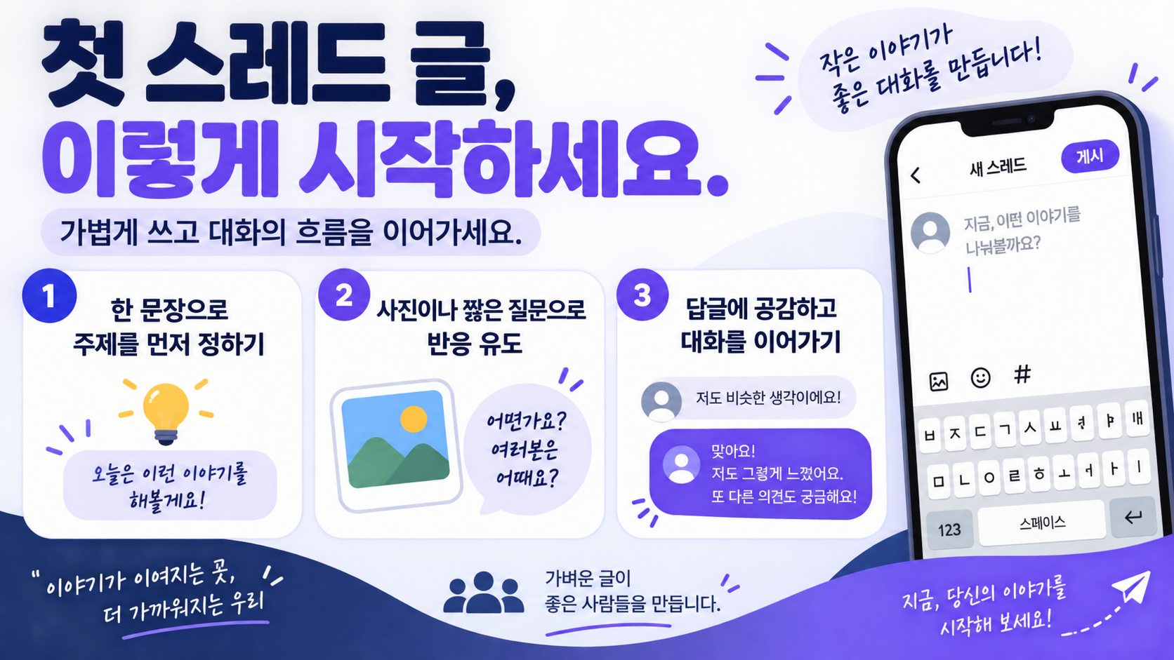 스레드 가입 절차를 순서대로 보여 주는 한국어 정보카드