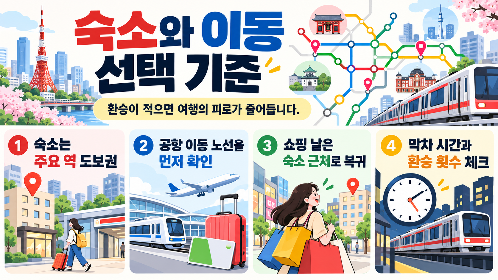 도쿄 첫 여행 지도 확인 체크리스트 정보카드