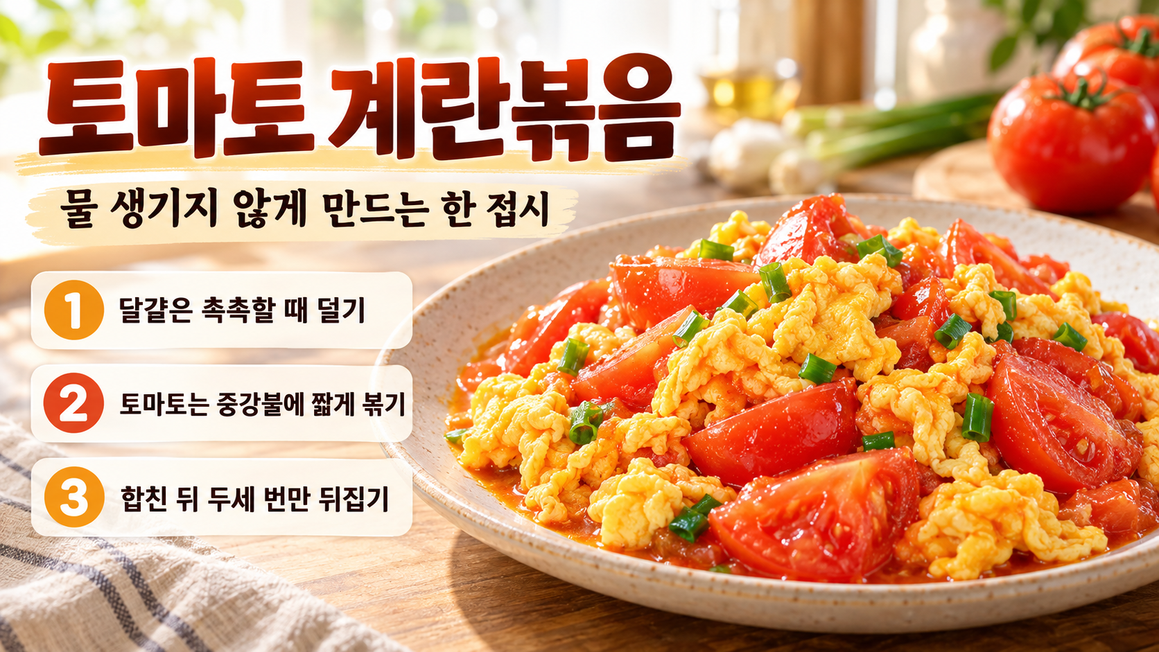 토마토 계란볶음 완성 접시와 핵심 조리 포인트