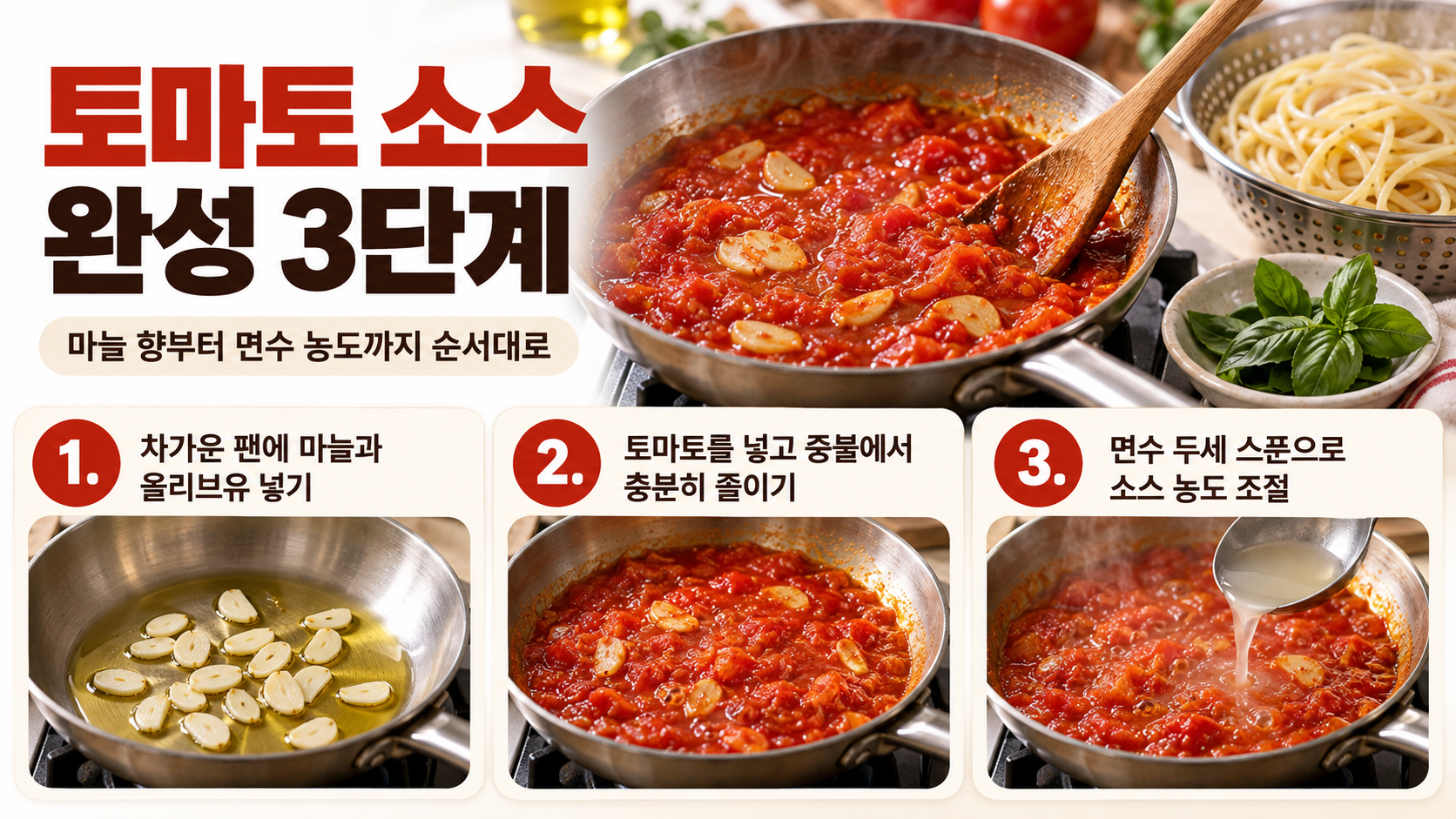 토마토 파스타 조리 순서 안내