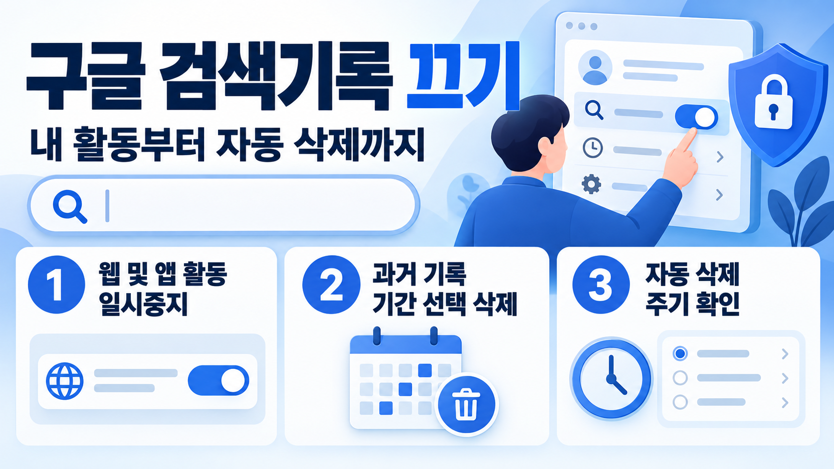 구글 검색기록 끄기 핵심 설정을 보여주는 한국어 정보카드