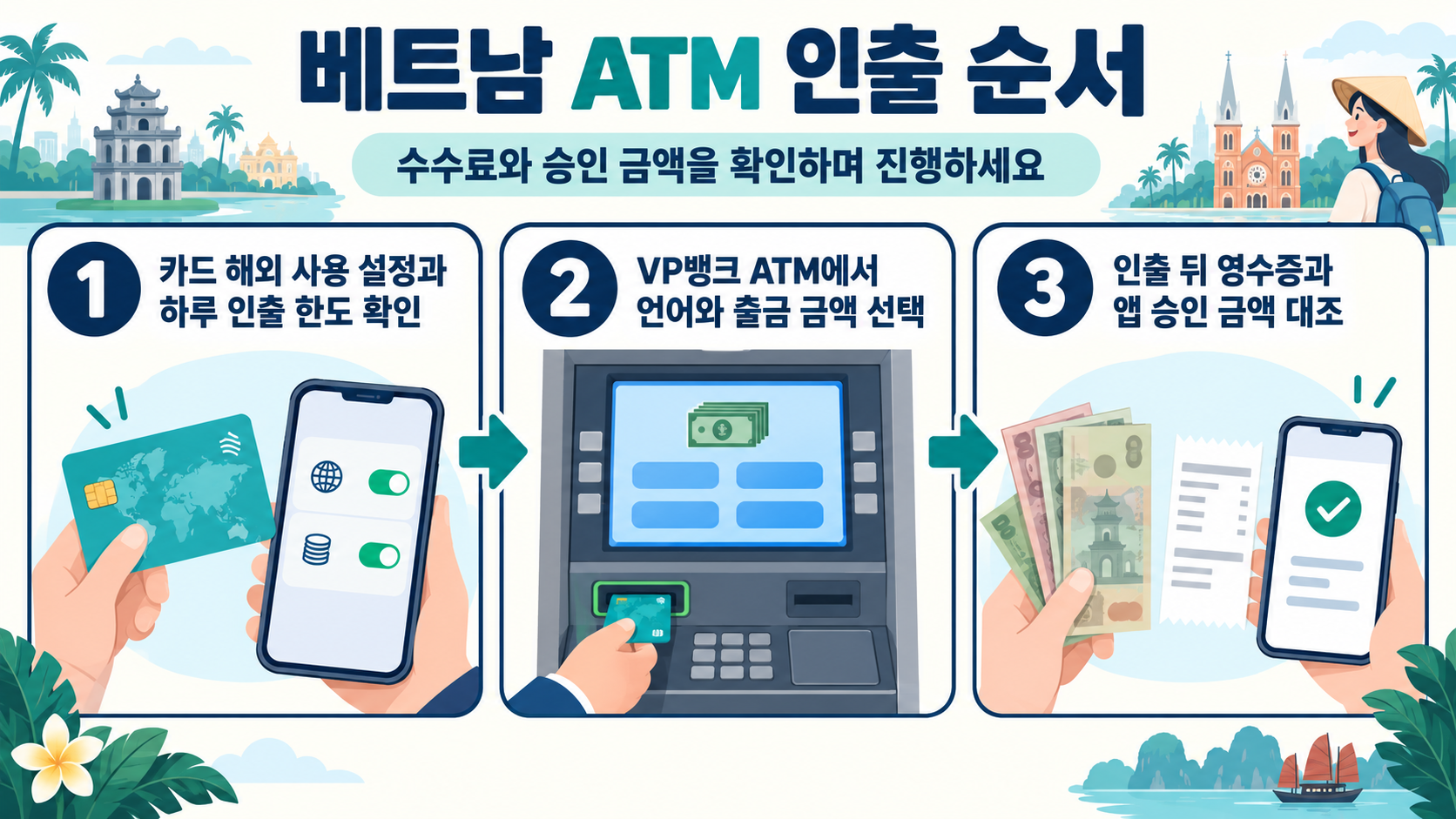 VP뱅크 ATM 현금 인출 단계 안내