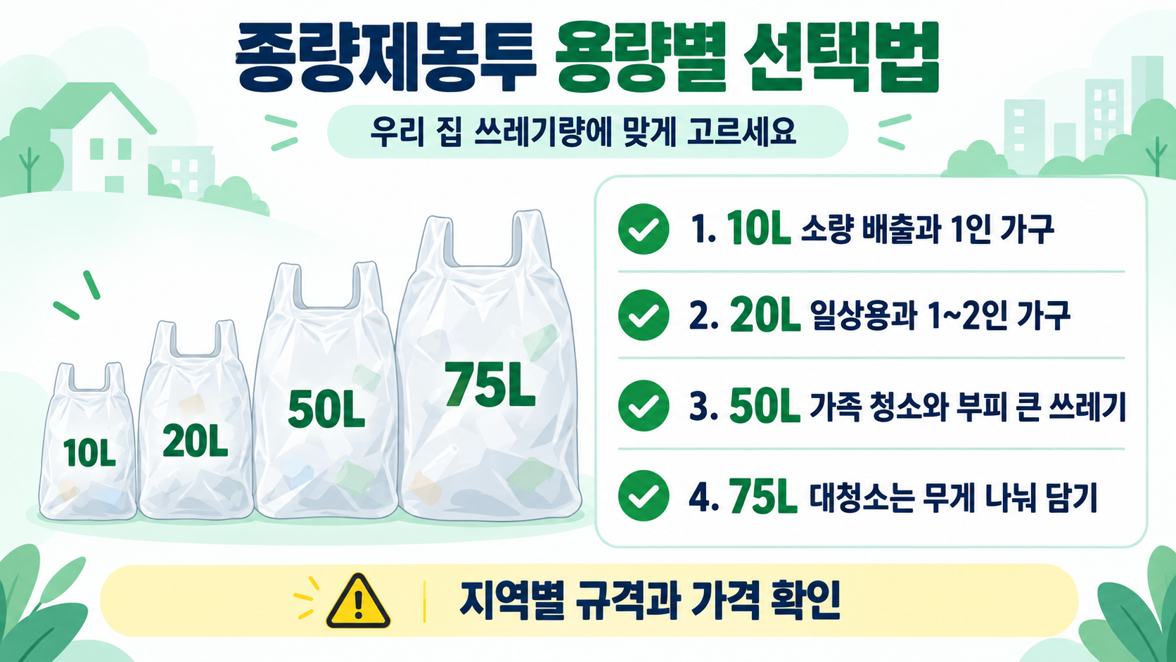 종량제봉투 용량별 선택 기준 정보카드
