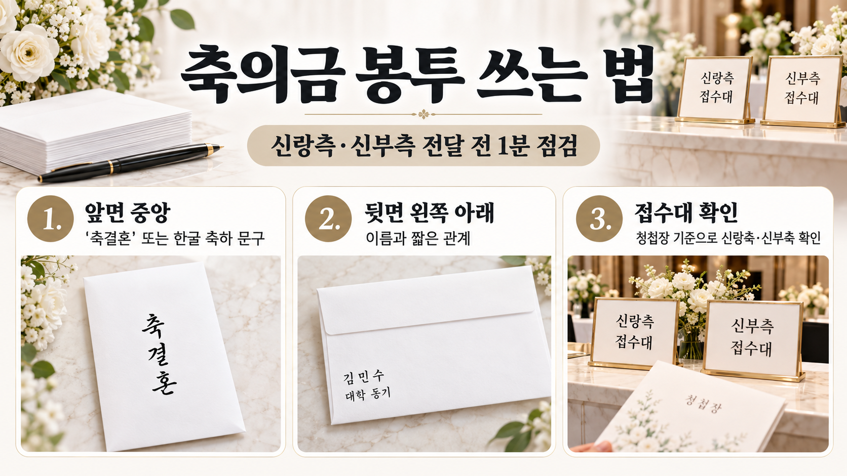 축의금 봉투 작성법 핵심을 정리한 한국어 정보카드