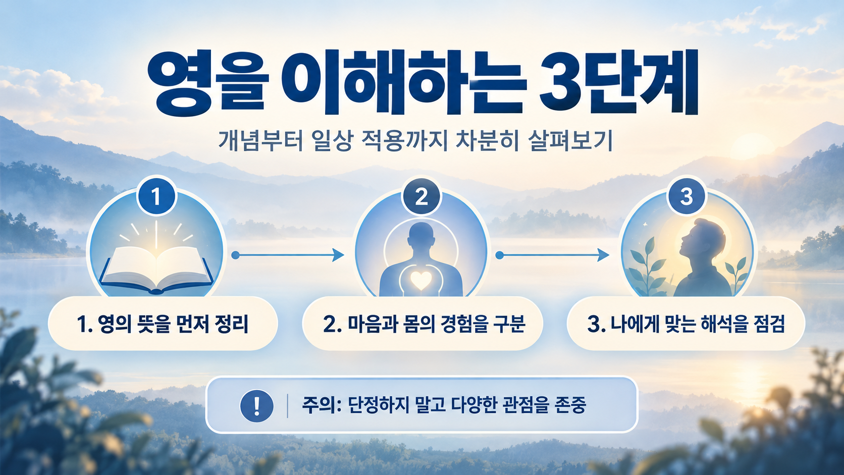 영과 마음을 구분해 보는 순서를 담은 정보카드