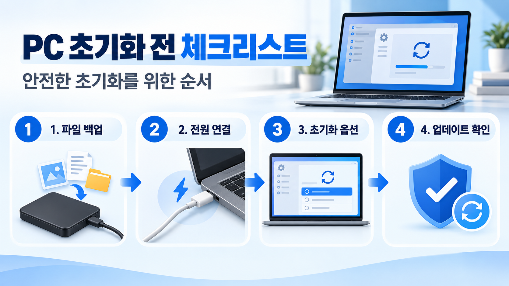 윈도우 초기화 진행 순서를 정리한 타임라인 정보카드