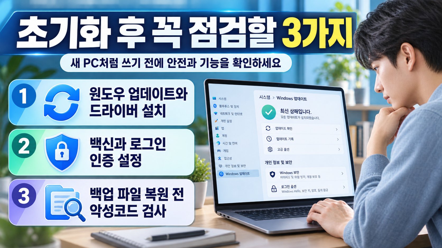 윈도우11 초기화 후 드라이버와 보안을 점검하는 정보카드