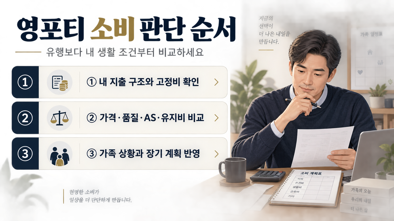 40대 소비 전 점검 순서를 담은 한국어 정보카드