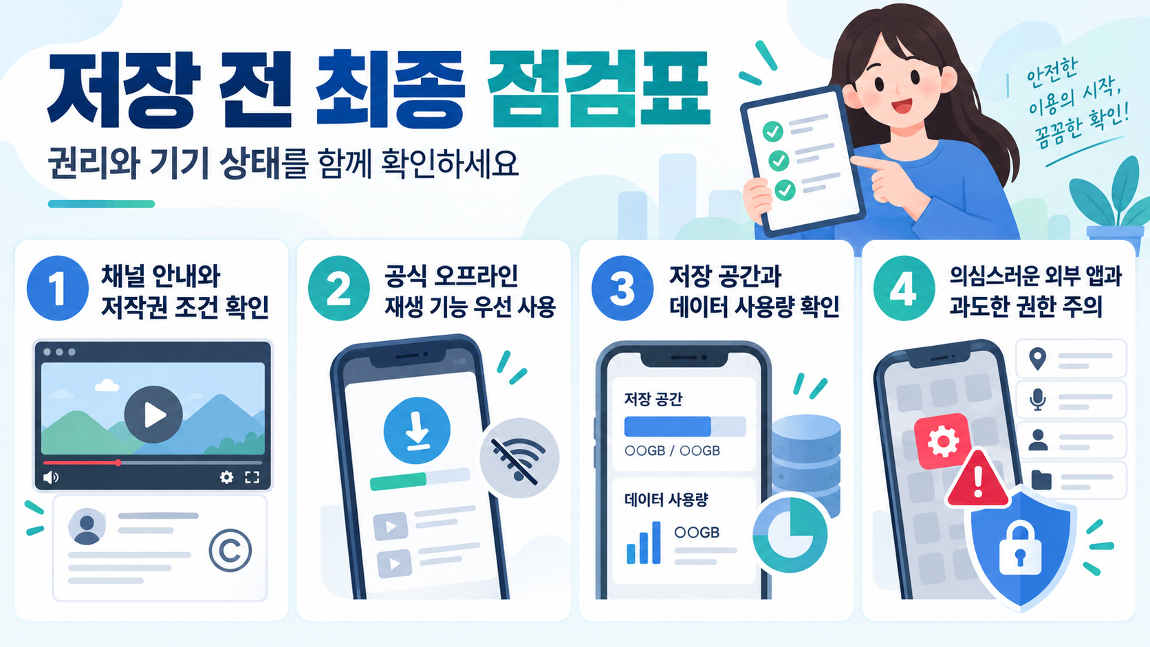 저장한 영상의 안전한 관리 체크리스트 정보카드